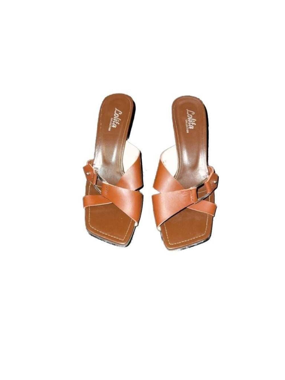 Lolita Collection Brown Square Toe Kitten Heel Mules Size 35